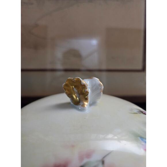 TK Thun Czechoslovakia Footed Trinket Jar w/ Lid Hand Painted 1920s Antique - Picture 3 of 10